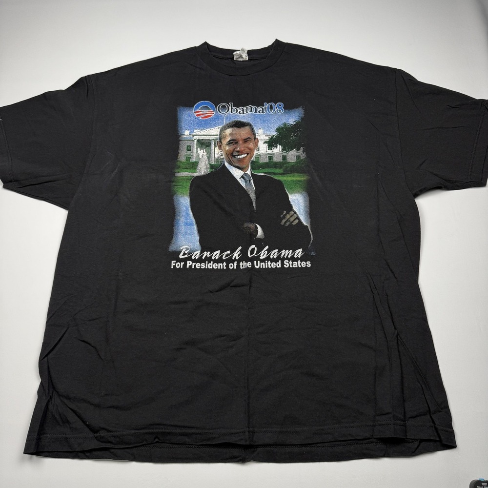 Barack Obama 08 Shirt Mens 3XL Black Presidential Campaign Graphic Tee Alstyle